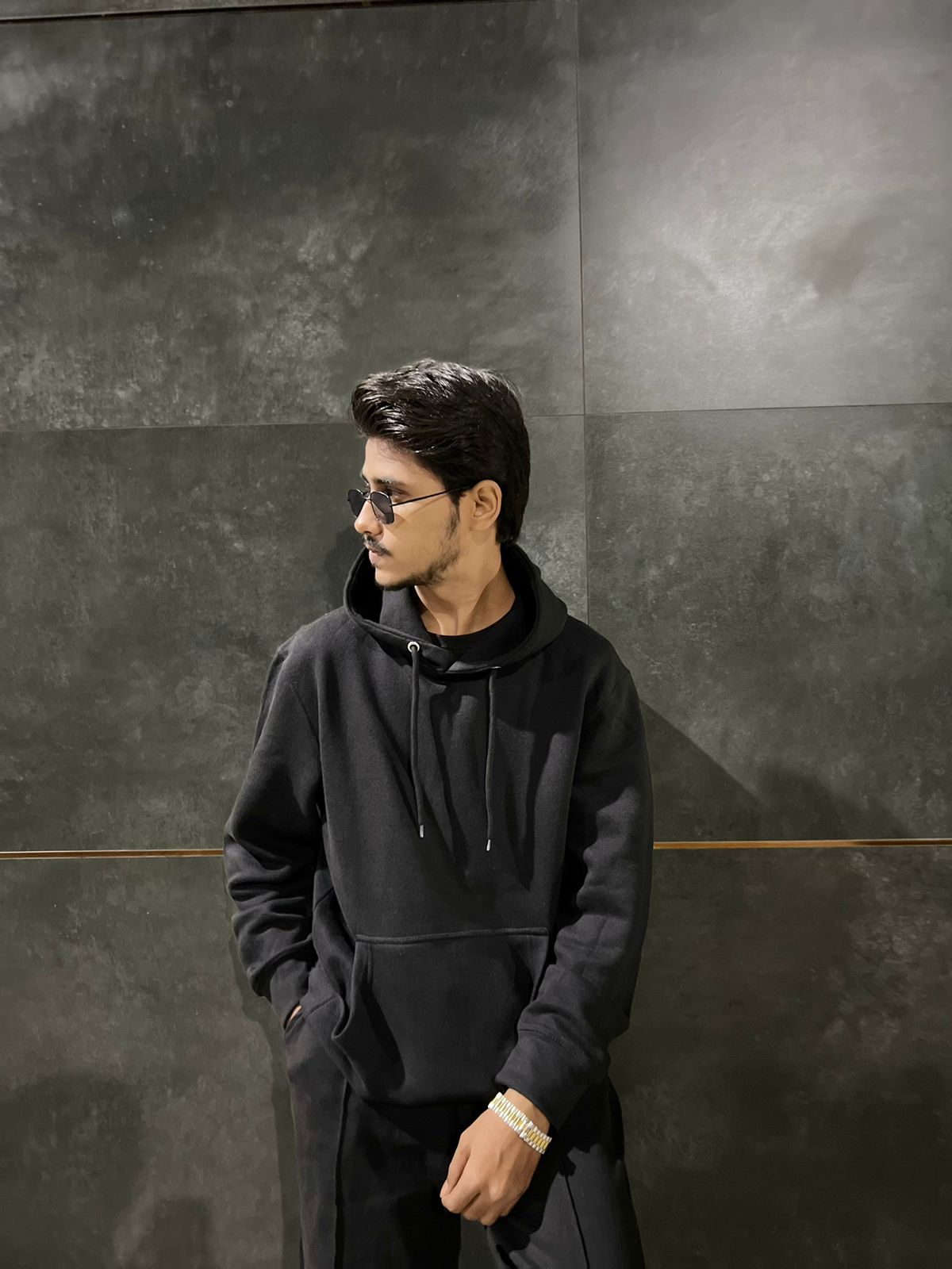 Basic Plain Hoodie Black